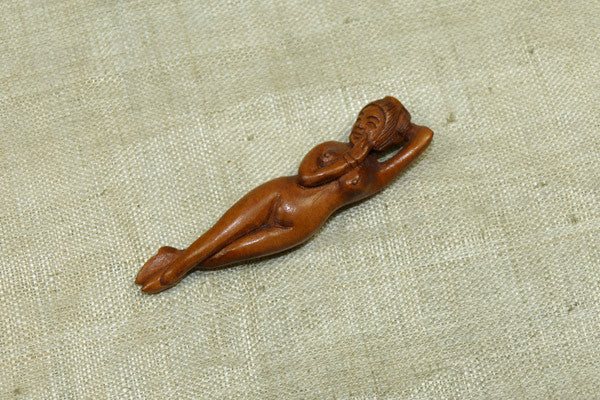 Carved Boxwood Reclining Woman