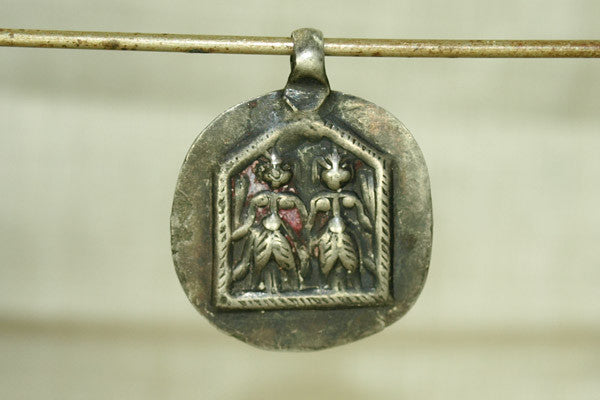 Silver Twin Gods Amulet from India