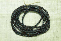 Jet with White & Brick Red Stripes Seed Beads