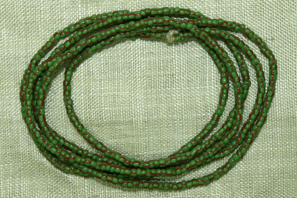 14º Grass Green  with Red Stripes Seed Beads