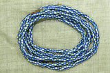 Strand of White with Blue Stripe Seed Beads