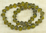 Vintage 1950s German Glass Beads - Olive Green Bicones