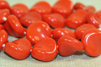 Vintage 1950s German Glass Beads- Ooral-Orange Twisted Lentil