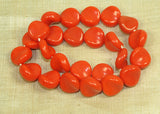 Vintage 1950s German Glass Beads- Ooral-Orange Twisted Lentil