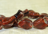 Vintage German Glass, Cinnamon and Clear Givré Ovals