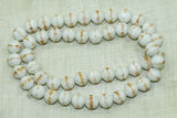 Vintage German Glass Beads - White with Cinnamon Band