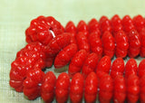 Vintage German Glass - Red Floral Beads