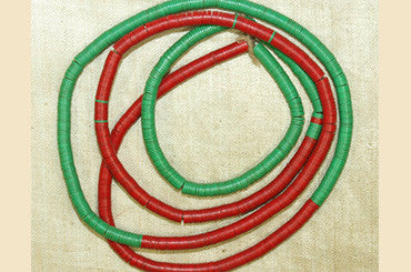 4mm Green and Red Vinyl Disc Beads