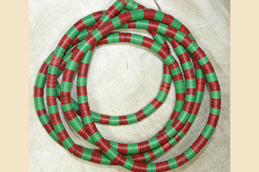 60" Strand of Red and Green Vinyl Disc Beads