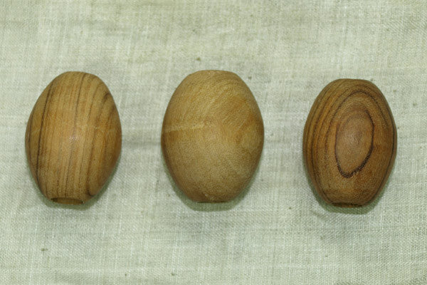 Set of 6 Vintage Wood Macrame Beads