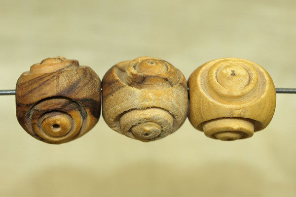 Set of 6 Funky Vintage Macrame Wood Bead, Small